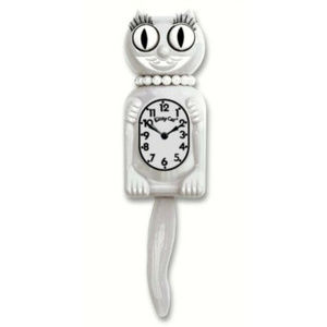 White Miss Kitty-Cat Kit-Cat clock Kat Klock